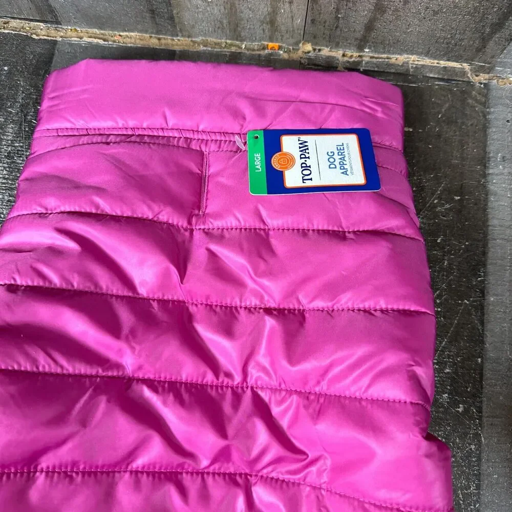 Top-Paw Dog Puffer Jacket Size‎ Large Pink Dot New w/tags